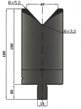 Matrize 80° V40 H: 100mm Länge: 500mm