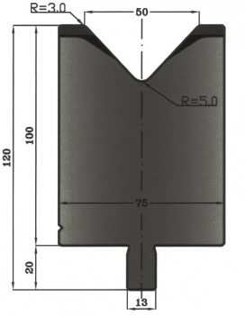 Matrize 86° V50 H: 100mm Länge: 550mm sektioniert / geteilt