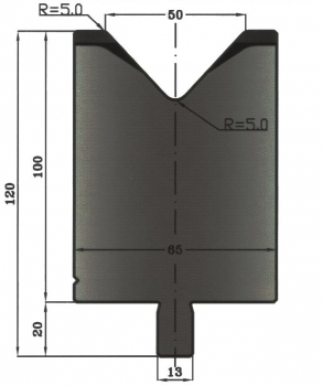 Matrize 80° V50 H: 100mm Länge: 550mm sektioniert / geteilt