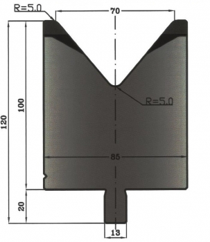 Matrize 80° V70 H: 100mm Länge: 500mm