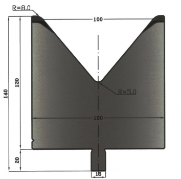 Matrize 80° V100 H: 120mm Länge: 550mm sektioniert / geteilt