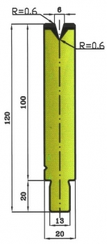 Matrize 30° V6 H: 100mm Länge: 550mm sektioniert / geteilt