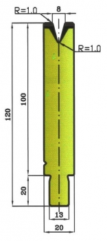 Matrize 30° V8 H: 100mm Länge: 500mm