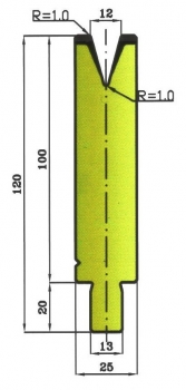 Matrize 30° V12 H: 100mm Länge: 550mm sektioniert / geteilt