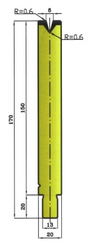 Matrize 30° V6 H: 150mm Länge: 550mm sektioniert / geteilt