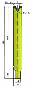 Matrize 30° V8 H: 150mm Länge: 550mm sektioniert / geteilt