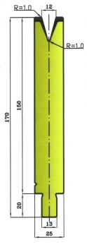 Matrize 30° V12 H: 150mm Länge: 500mm