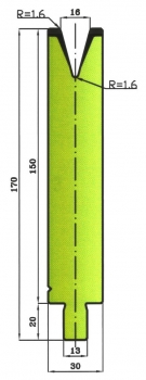 Matrize 30° V16 H: 150mm Länge: 550mm sektioniert / geteilt