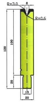 Matrize 30° V6/R3 H: 100mm Länge: 550mm sektioniert / geteilt