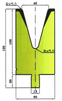 Matrize 30° V40 H: 100mm Länge: 550mm sektioniert / geteilt