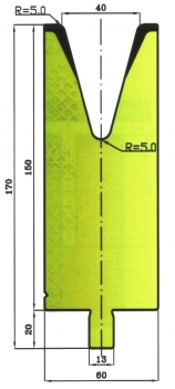 Matrize 30° V40 H: 150mm Länge: 550mm sektioniert / geteilt