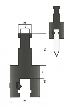 Adapter   H: 63mm Länge: 150mm