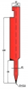 Stempel 20° R:0.6 H: 168mm Länge: 550mm sektioniert / geteilt