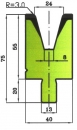 Matrize 30° V24 H: 55mm Länge: 1100mm sektioniert / geteilt